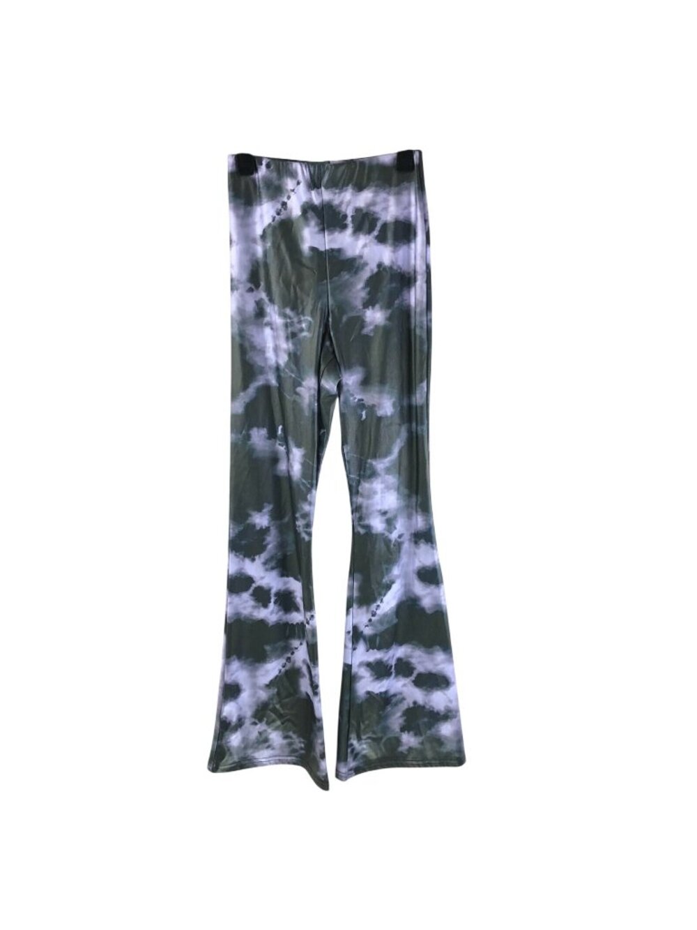 Topshop Womens Pull On Pants Flare Leg Tie Dye Stretch Purple Black 4 Petite